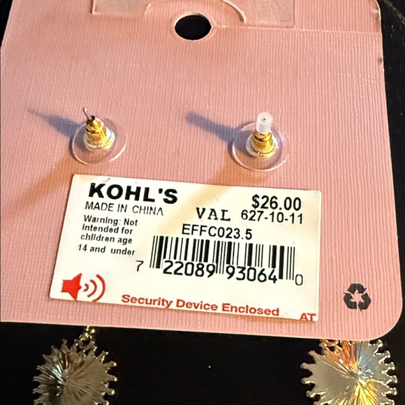 3/$20 Kohl’s Gold Crystal Heart Drop Earrings - Picture 2 of 2